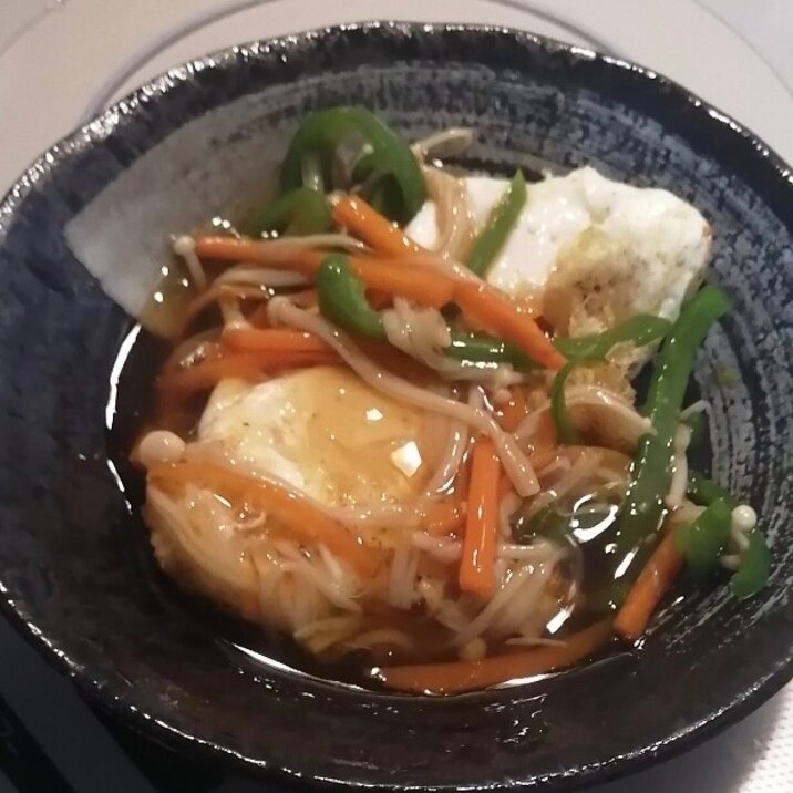 揚げ卵の野菜あんかけ!